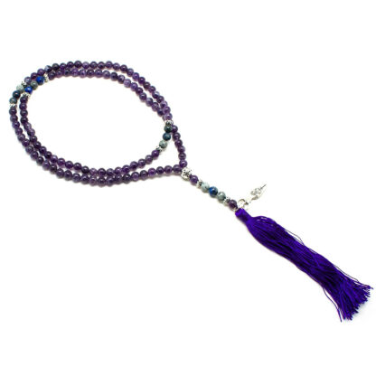 Amethyst and Lapis Lazuli Prayer Beads with Goddess Charm - Image 2