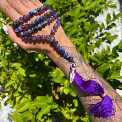 Amethyst and Lapis Lazuli Prayer Beads with Goddess Charm - Image 4