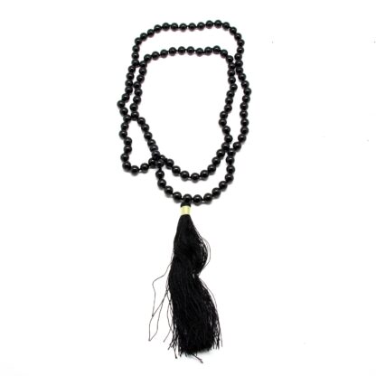 Black Tourmaline Knotted Prayer Bead Necklace