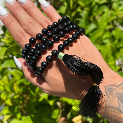 Black Tourmaline Knotted Prayer Bead Necklace - Image 4