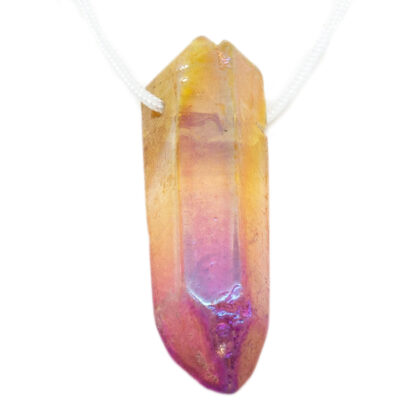 Yellow & Purple Aura Quartz Drilled Pendant - Image 4