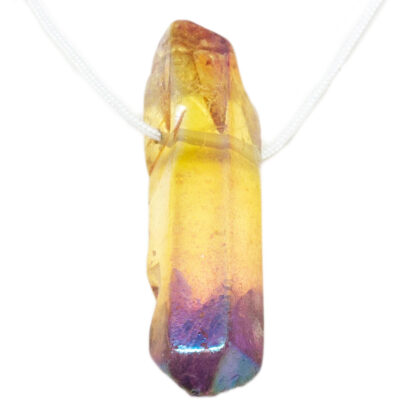 Yellow & Purple Aura Quartz Drilled Pendant - Image 2