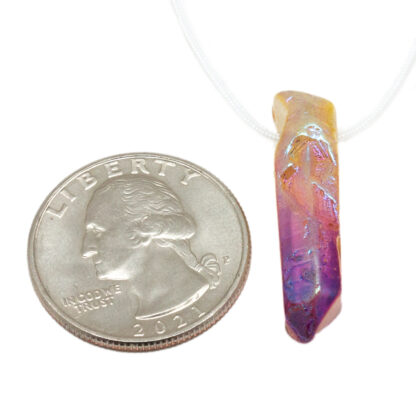 Yellow & Purple Aura Quartz Drilled Pendant - Image 5