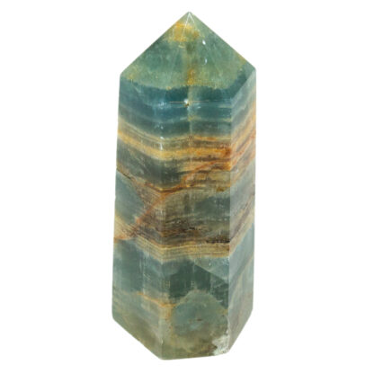 Lemurian Aquatine Calcite/Blue Onyx Tower~2"