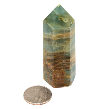 Lemurian Aquatine Calcite/Blue Onyx Tower~2" - Image 5