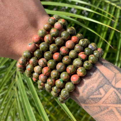 Unakite Bead Bracelet (8mm) - Image 4