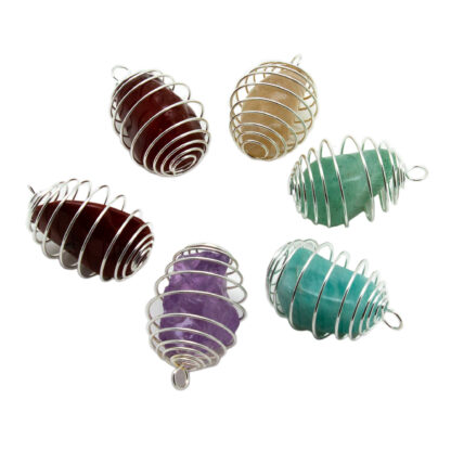 Chakra Tumbled Stone Caged Pendant Set - Image 2