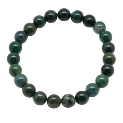 Moss Agate Bead Bracelet (8mm)