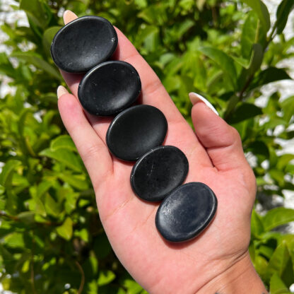 Black Tourmaline Worry Stone-40mm - Image 5