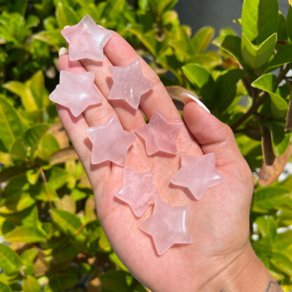 Rose Quartz Star Carving (30mm) - Image 5