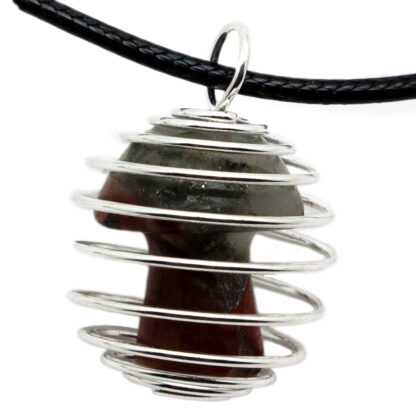 African Bloodstone Mushroom Caged Pendant (20mm)