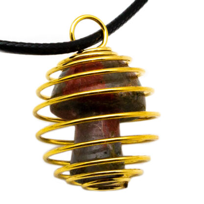 Unakite Mushroom Caged Pendant (20mm) - Image 3