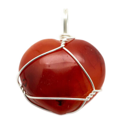 Carnelian Heart Wire Wrapped Pendant