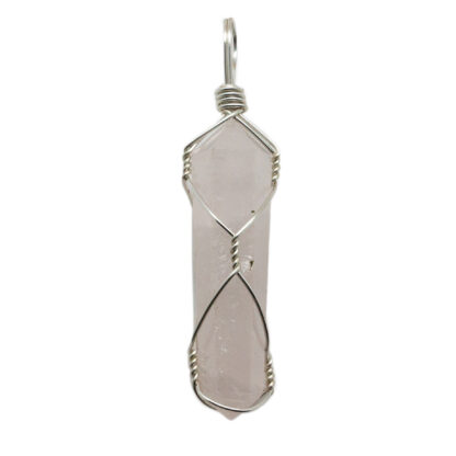 Rose Quartz Double Terminated Wire Wrapped Pendant - Image 2