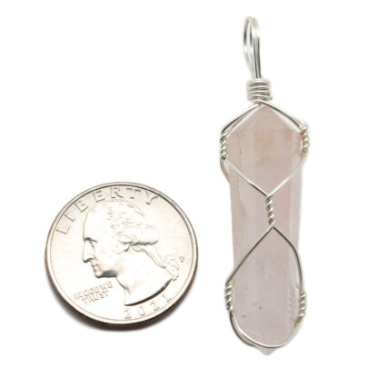 Rose Quartz Double Terminated Wire Wrapped Pendant - Image 3