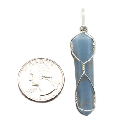 Angelite Double Terminated Wire Wrapped Pendant - Image 3