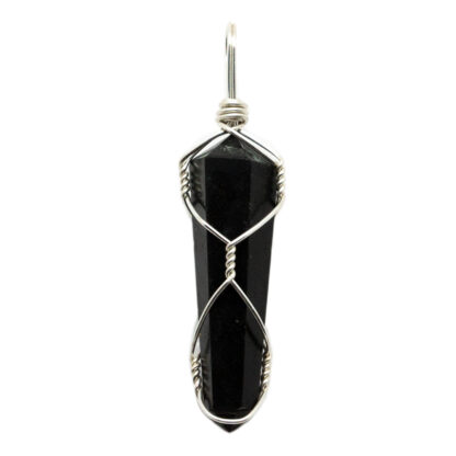 Black Tourmaline Double Terminated Wire Wrapped Pendant