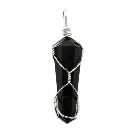 Black Tourmaline Double Terminated Wire Wrapped Pendant - Image 2