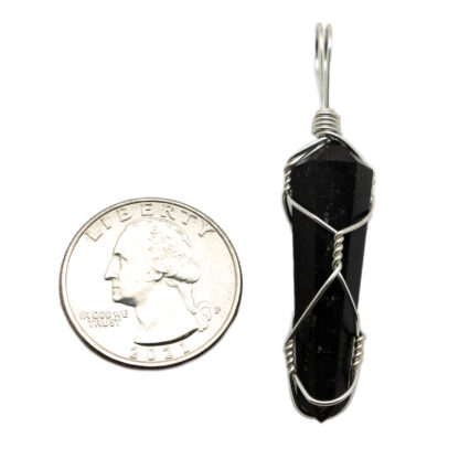 Black Tourmaline Double Terminated Wire Wrapped Pendant - Image 3