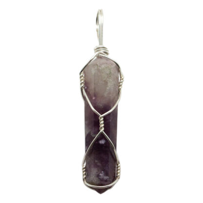 Lepidolite Double Terminated Wire Wrapped Pendant