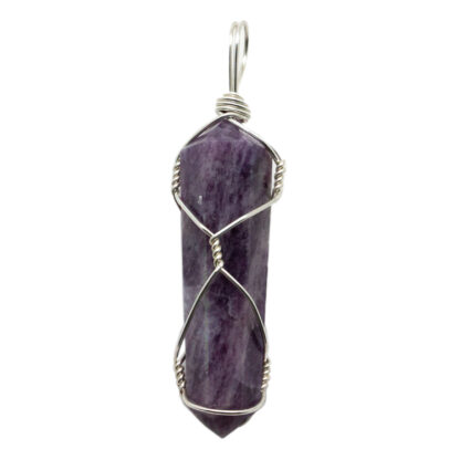 Lepidolite Double Terminated Wire Wrapped Pendant - Image 2