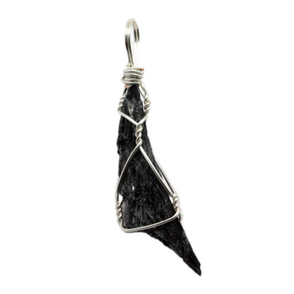 Black Kyanite Wire Wrapped Pendant - Image 3