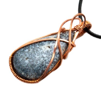 White Dendritic Agate Wire Wrapped Pendant - Image 3