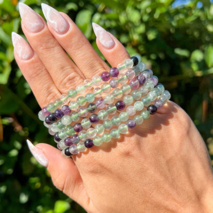 Rainbow Fluorite Bead Bracelet (6mm) - Image 4