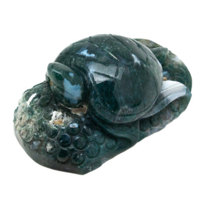 Moss Agate Turtle Carving