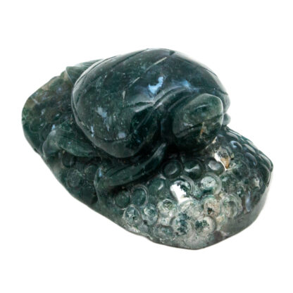 Moss Agate Turtle Carving - Image 2