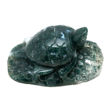 Moss Agate Turtle Carving - Image 3