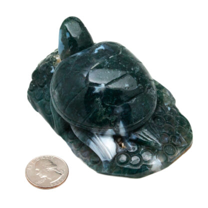 Moss Agate Turtle Carving - Image 4