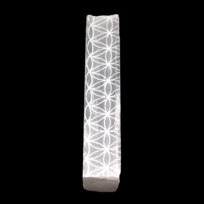 Selenite Stick with flower of life engraving (3.5-4")