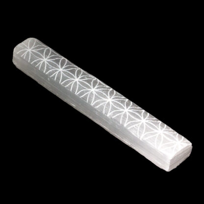 Selenite Stick with flower of life engraving (3.5-4") - Image 2