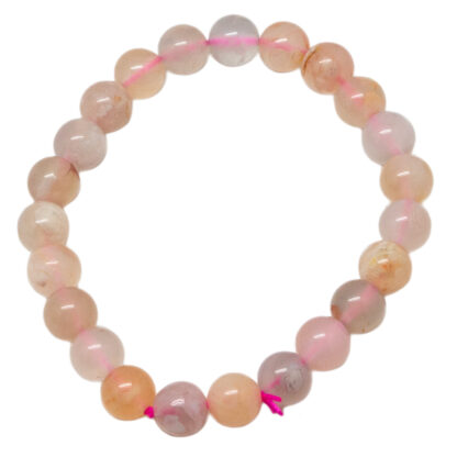 Flower Agate Bead Bracelet (8mm)