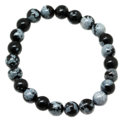 Snowflake Obsidian Bead Bracelet (8mm) - Image 2