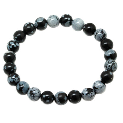 Snowflake Obsidian Bead Bracelet (8mm) - Image 3