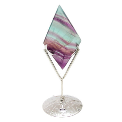 Rainbow Fluorite Polished Slice on stand